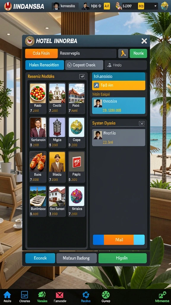 rk88 - Tangkapan layar menampilkan menu karakter dan item yang menarik.